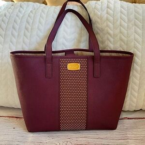 MICHAEL Michael Kors Burgundy Saffiano Leather Medium Sized Studded Tote